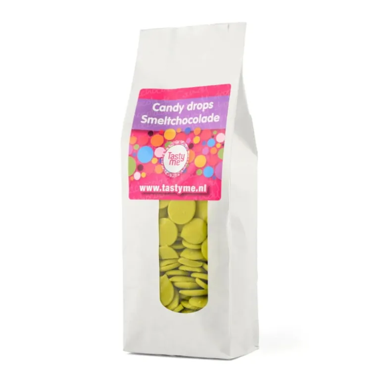 Tasty Me candy drops smeltchocolade - groen - 300 gram