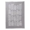 Theedoek antraciet huisjes - antraciet/wit - 50x70 cm