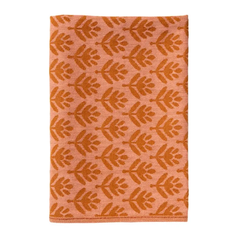 Theedoek palmboom - roze/bruin - 50x70 cm
