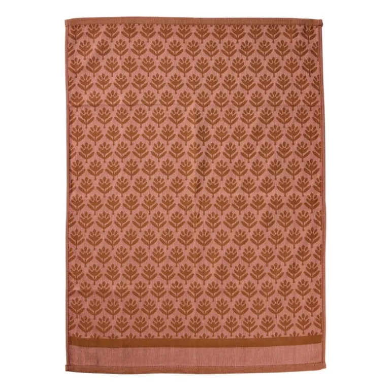 Theedoek palmboom - roze/bruin - 50x70 cm