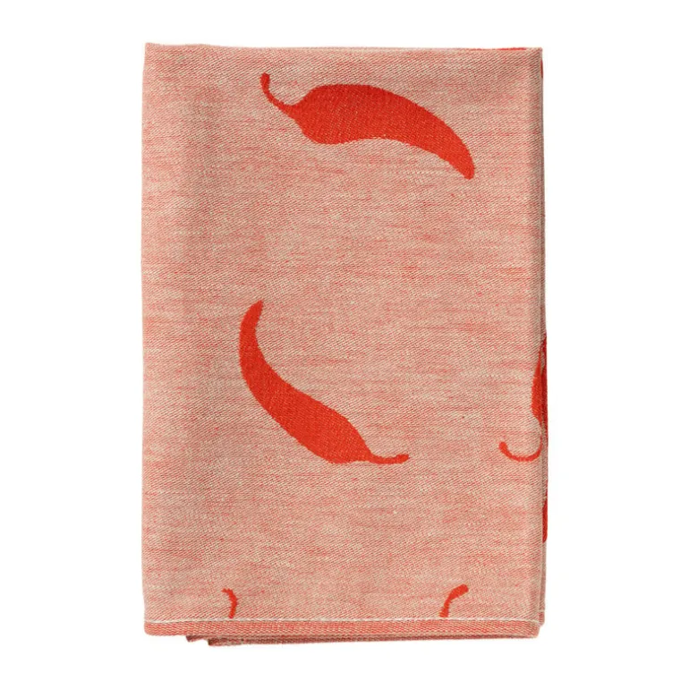 Theedoek pepers - rood/groen - 50x70 cm