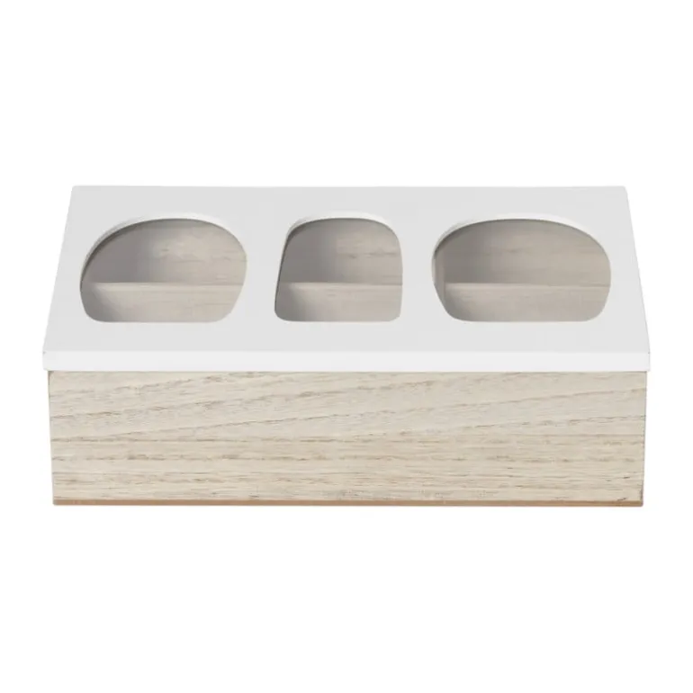 Theedoos organisch - 6 vakken - 26x16x7 cm