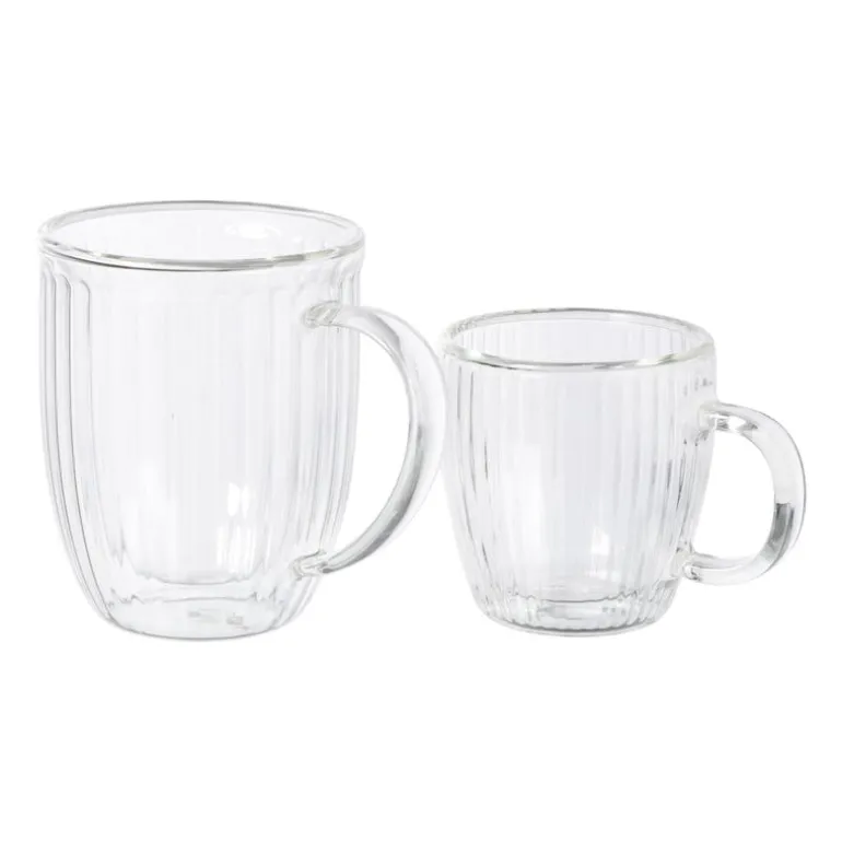 Theeglas dubbelwandig ribbel - 250 ml - glas