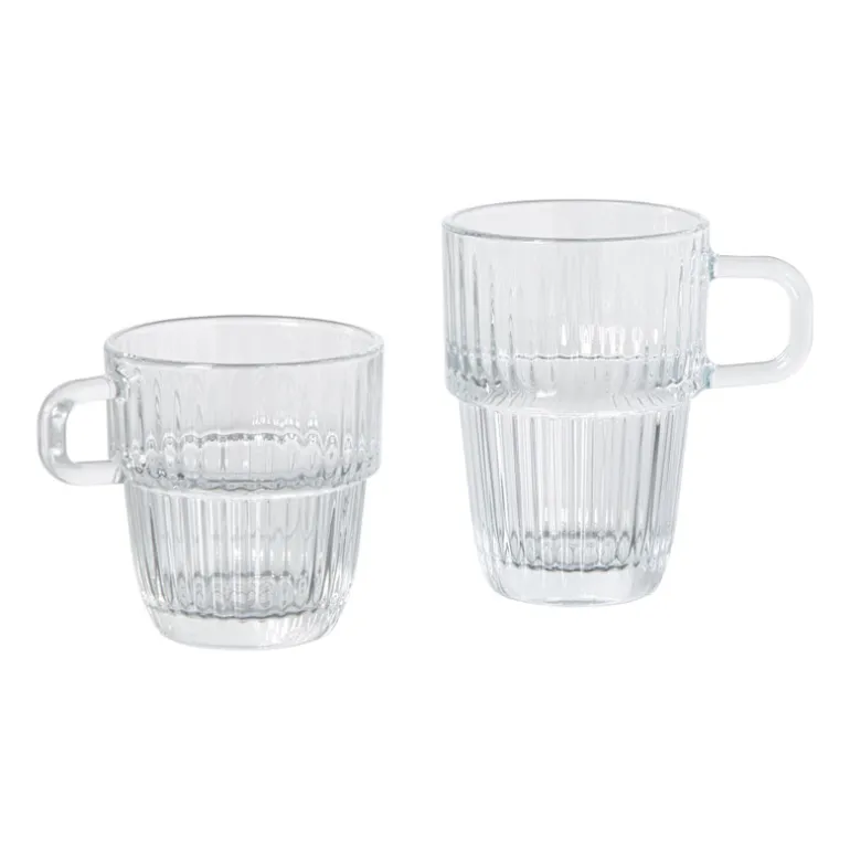 Theeglas ribbel met oor laag - 250 ml