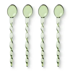 Theelepels groen - glas - set van 4
