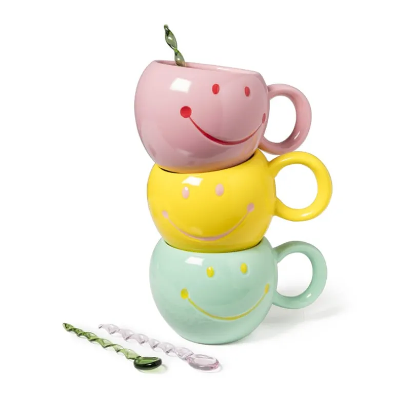 Theelepels groen - glas - set van 4
