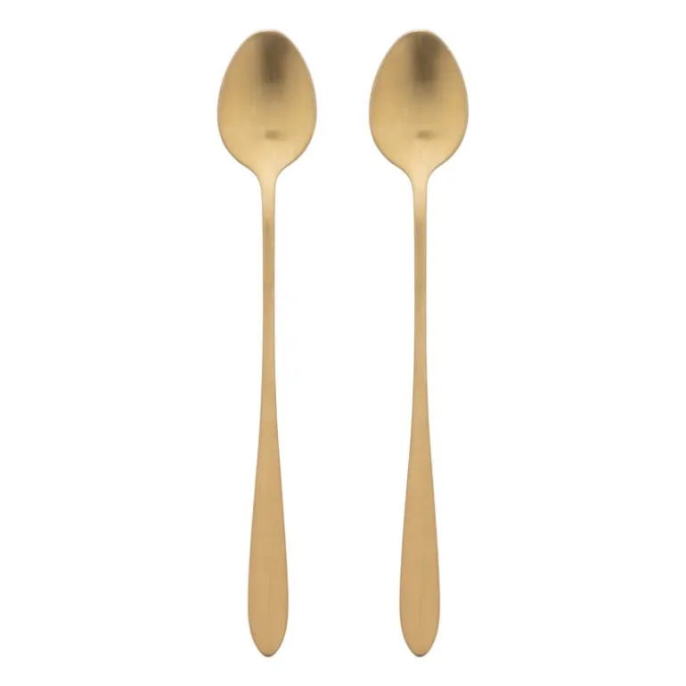 Theelepels lang - goudkleurig - set van 2