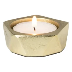 Theelichthouder achthoek - goud - ø5.5x2 cm