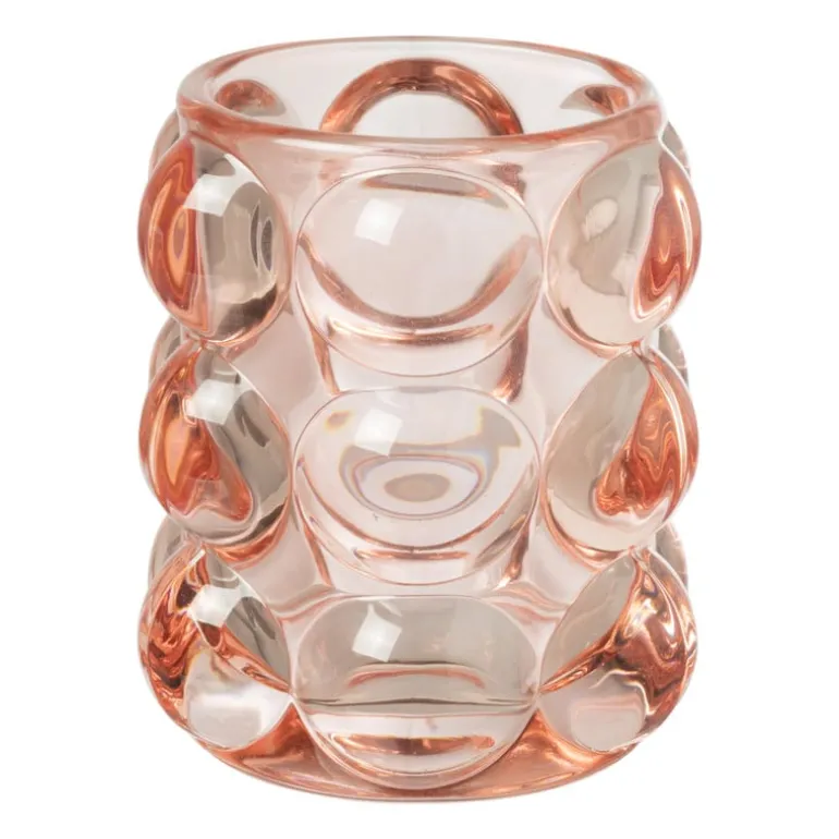 Theelichthouder bubbels - roze - ø8.5x9 cm