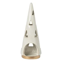 Theelichthouder kerstboom - beige - ø7x19 cm