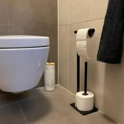Toiletpapierhouder - metaal - 16,5x13x53,5 cm