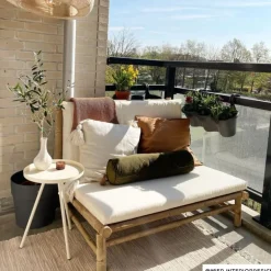 Tuinbank bamboe - naturel/wit- 100x87x74 cm