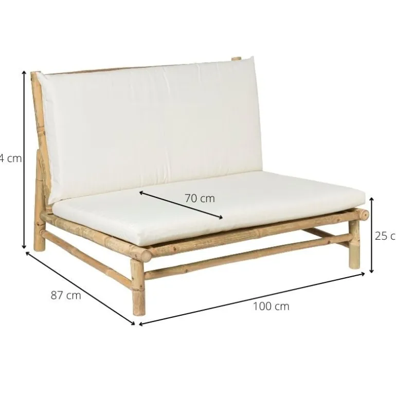 Tuinbank bamboe - naturel/wit- 100x87x74 cm