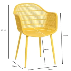 Tuinstoel elisa - geel - 63x53x85 cm