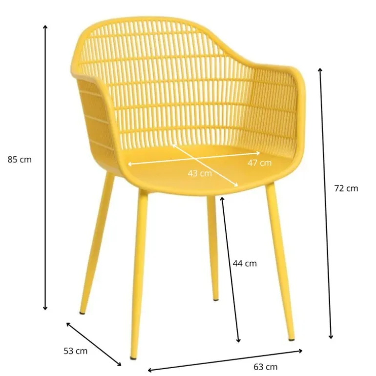 Tuinstoel elisa - geel - 63x53x85 cm