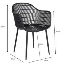 Tuinstoel elisa - zwart - 63x53x85 cm