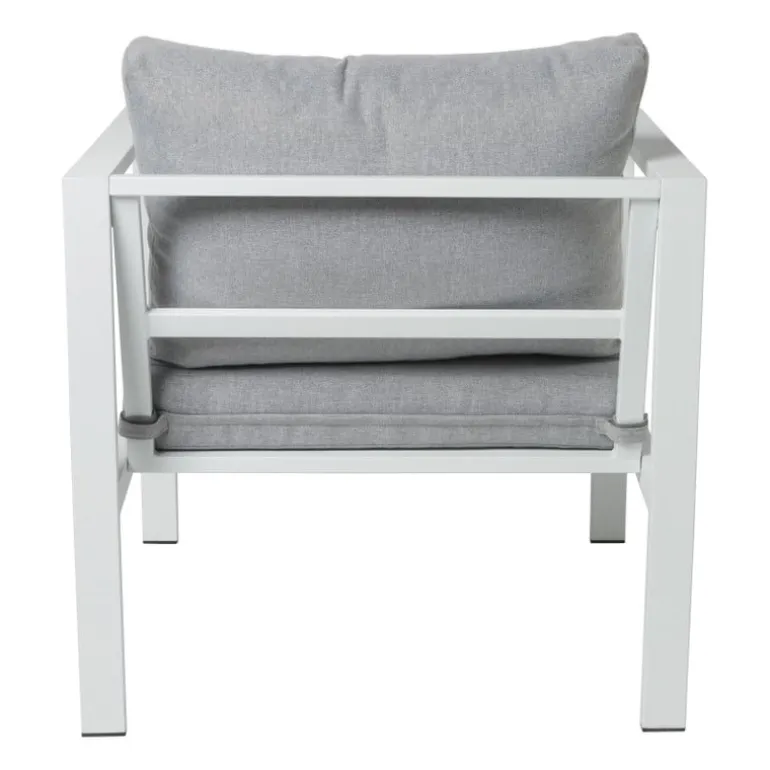 Tuinstoel Tenerife met kussens - wit/grijs - 64x70x74 cm