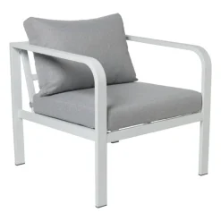 Tuinstoel Tenerife met kussens - wit/grijs - 64x70x74 cm