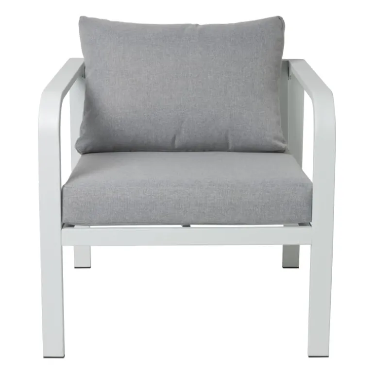 Tuinstoel Tenerife met kussens - wit/grijs - 64x70x74 cm