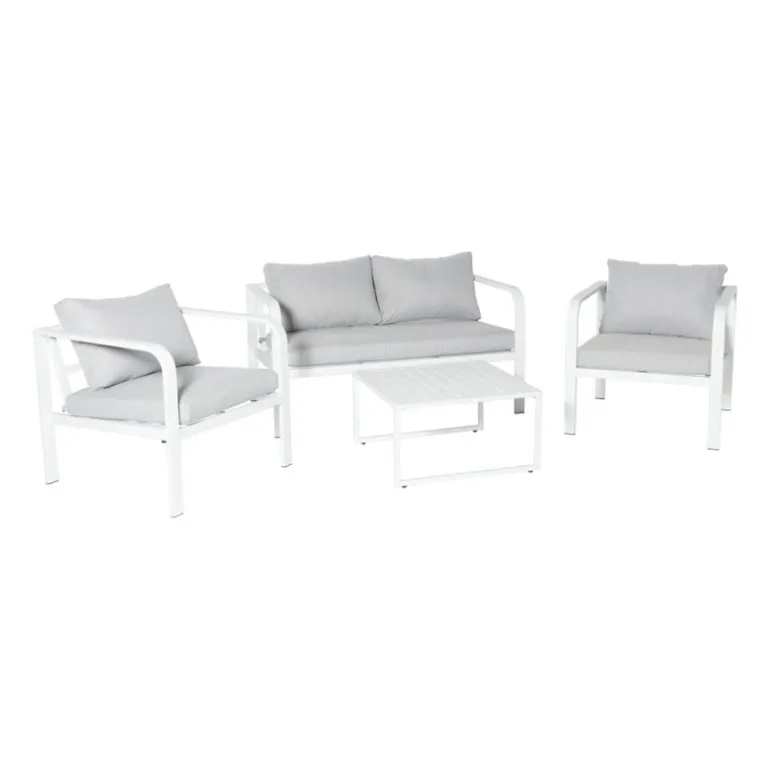 Tuinstoel Tenerife met kussens - wit/grijs - 64x70x74 cm