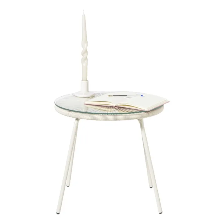 Tuintafel Hawaii - beige/transparant - ø45x42 cm