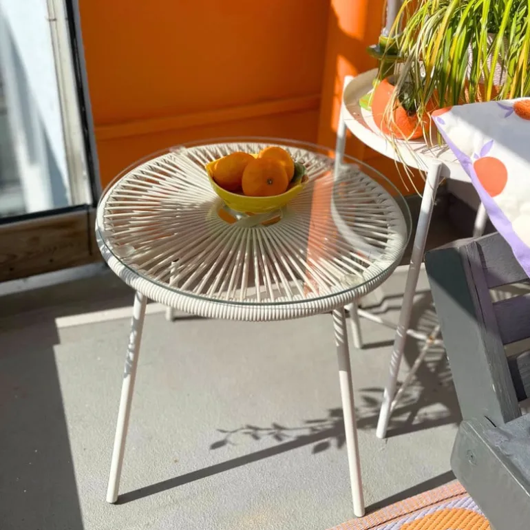 Tuintafel Hawaii - beige/transparant - ø45x42 cm