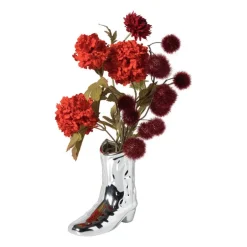 Vaas cowboy laars Annemieke - zilverkleurig - 16.5x16.3x7.5 cm