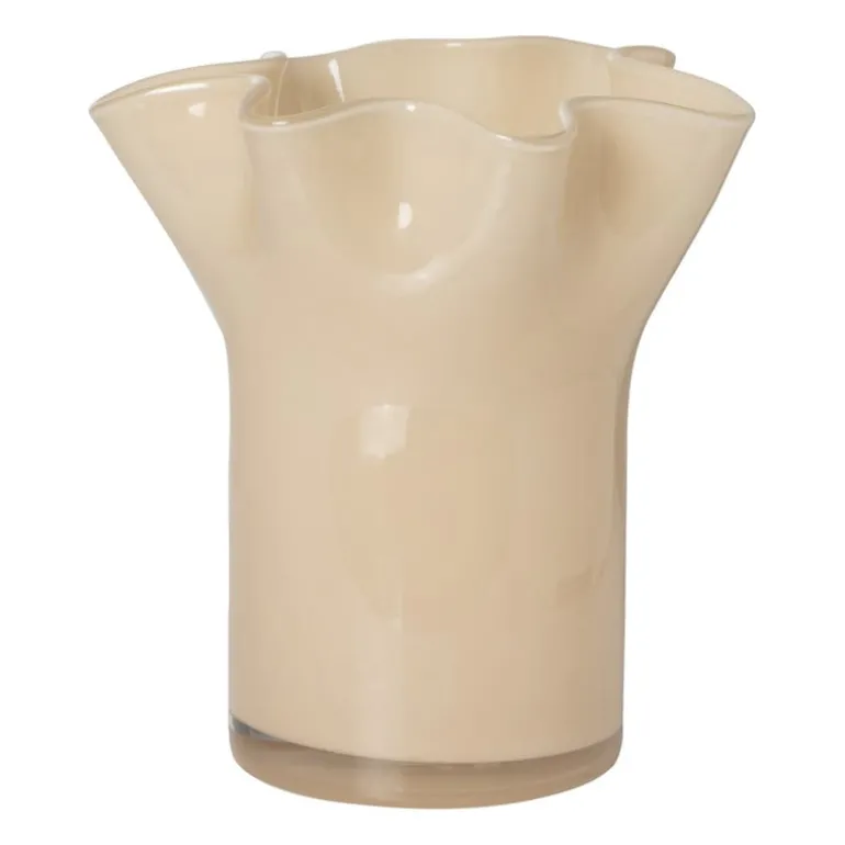 Vaas golf - beige - 22.5x20x19 cm