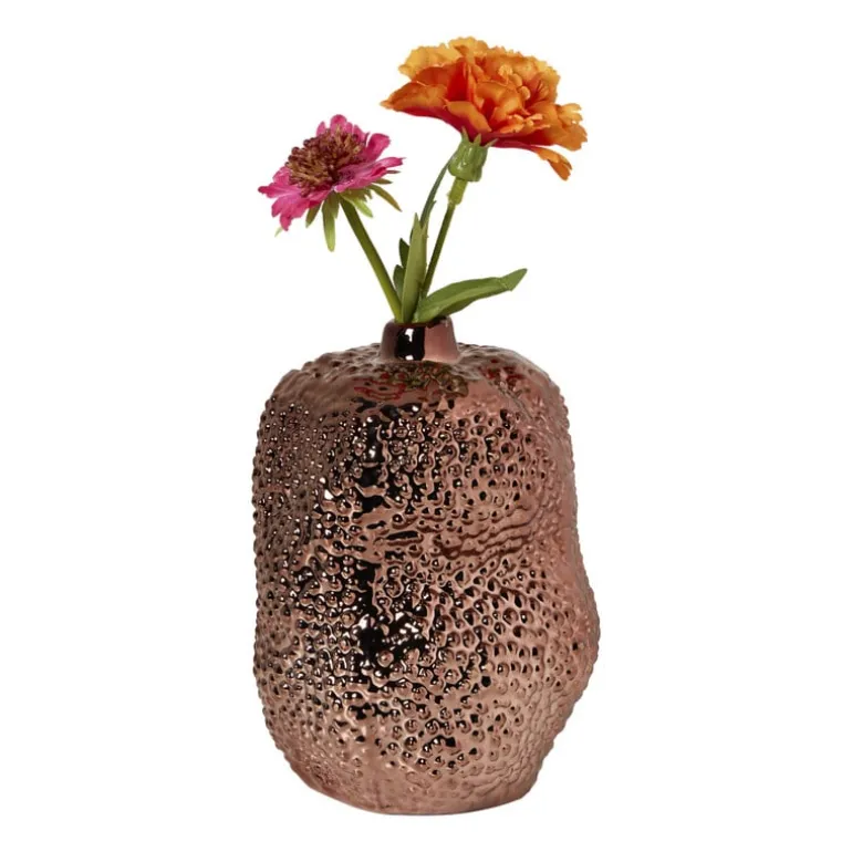 Vaasje lang - koperkleurig - ø11x15.5 cm