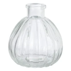 Vaasje ribbel glas - diverse kleuren - ø9x9 cm