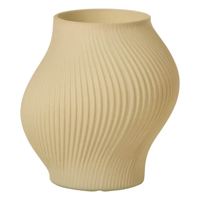 Vaas ribbel groot - beige - ø18x19 cm