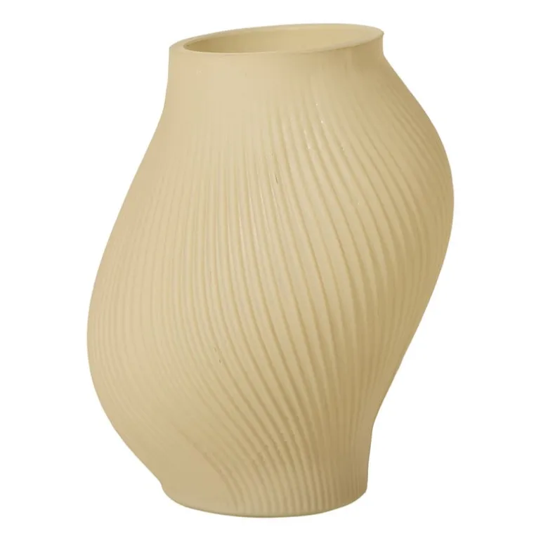 Vaas ribbel klein - beige - ø12x15 cm