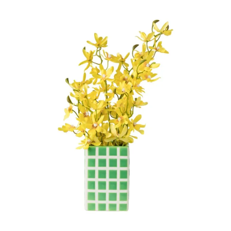 Vaas tegel klein - groen - 12x8x8 cm