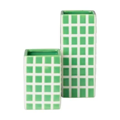 Vaas tegel klein - groen - 12x8x8 cm