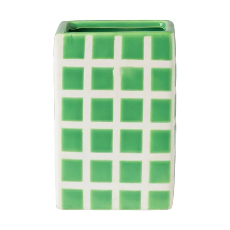 Vaas tegel klein - groen - 12x8x8 cm