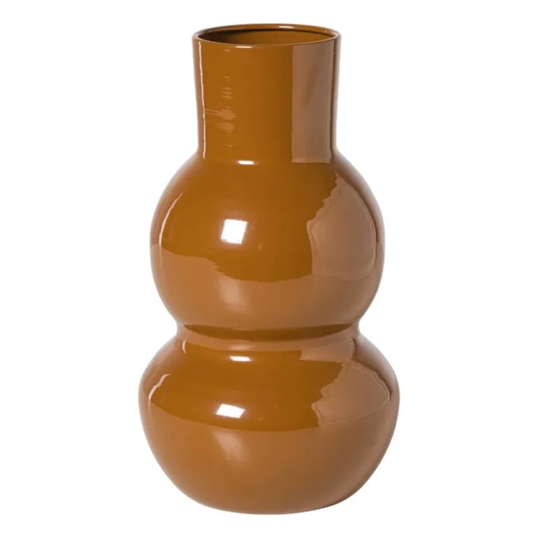 Vaas twee bollen - bruin - ø12.5x21 cm