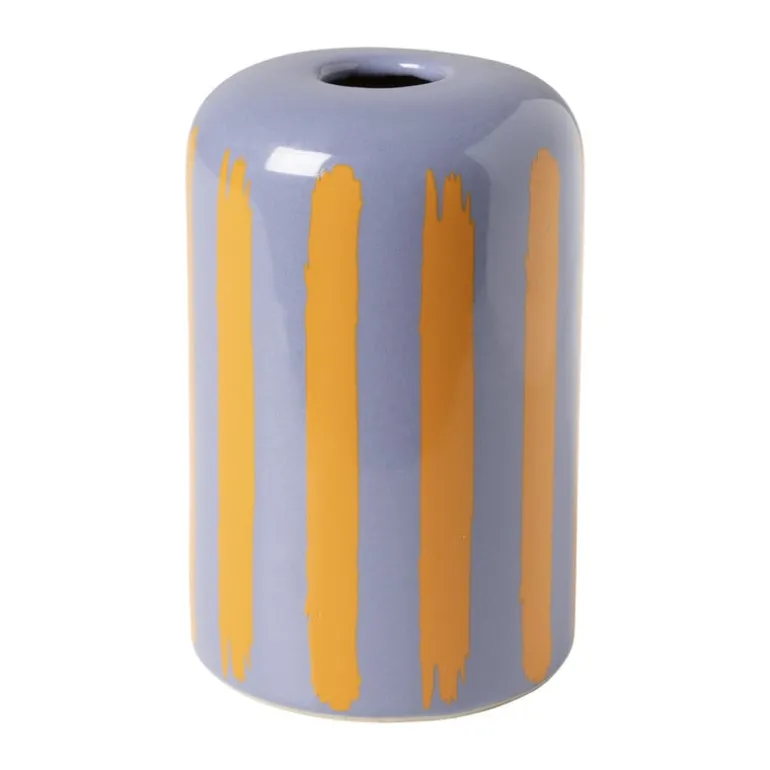 Vaas voor geurstokjes strepen - paars/oranje - ø8x13 cm