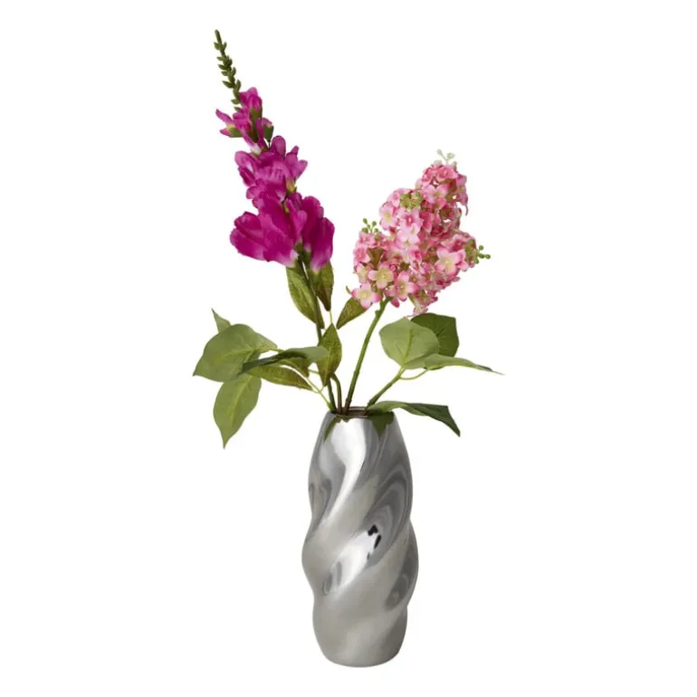 Vaas wave rond - zilverkleurig - ø10x21 cm