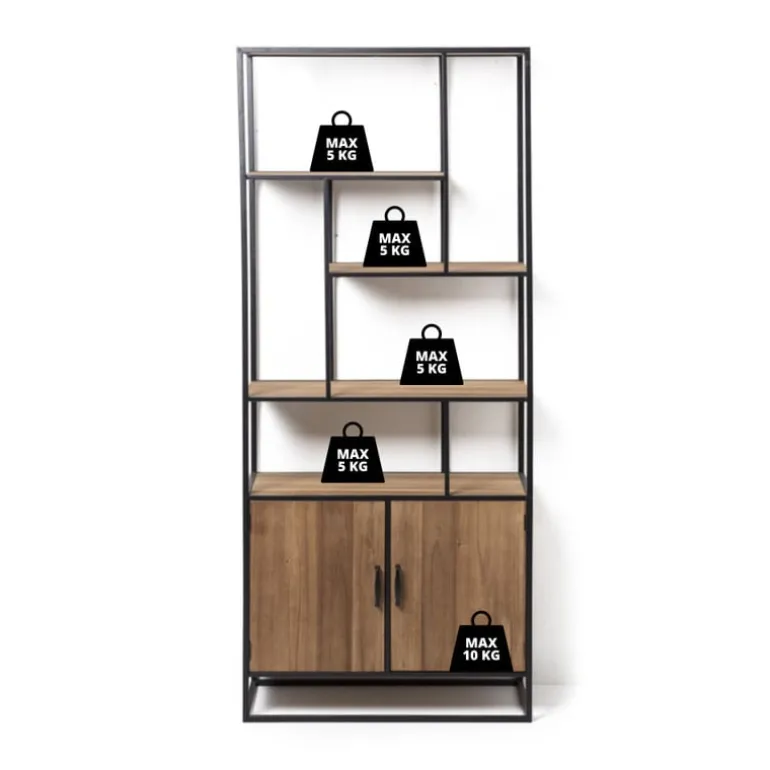 Vakkenkast Charlie met deuren - 73x33x170 cm