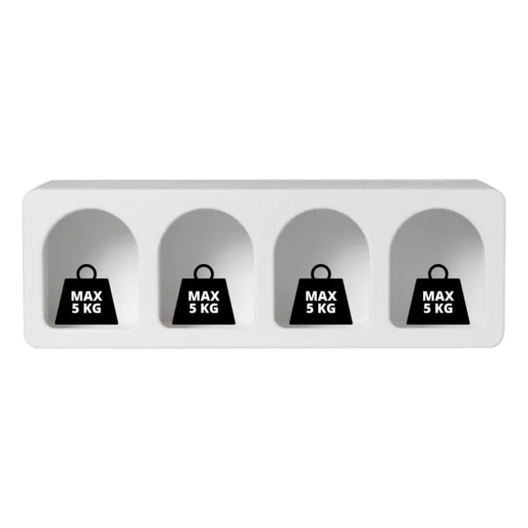 4 vakkenkast Zaha organic - MDF - wit - 20x60x15 cm
