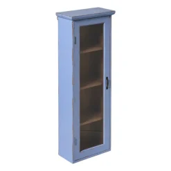 Vitrinekast 1 deur - blauw - 80x30x15 cm