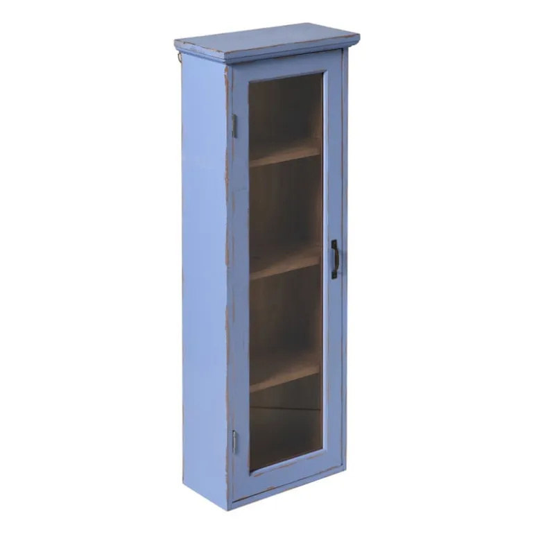 Vitrinekast 1 deur - blauw - 80x30x15 cm