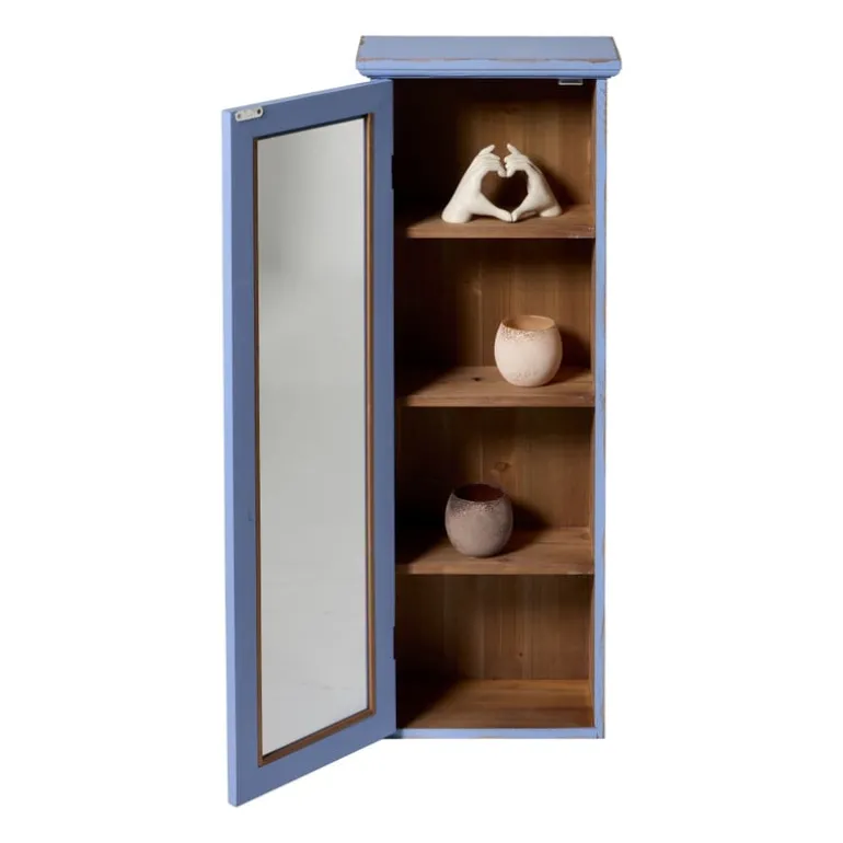 Vitrinekast 1 deur - blauw - 80x30x15 cm