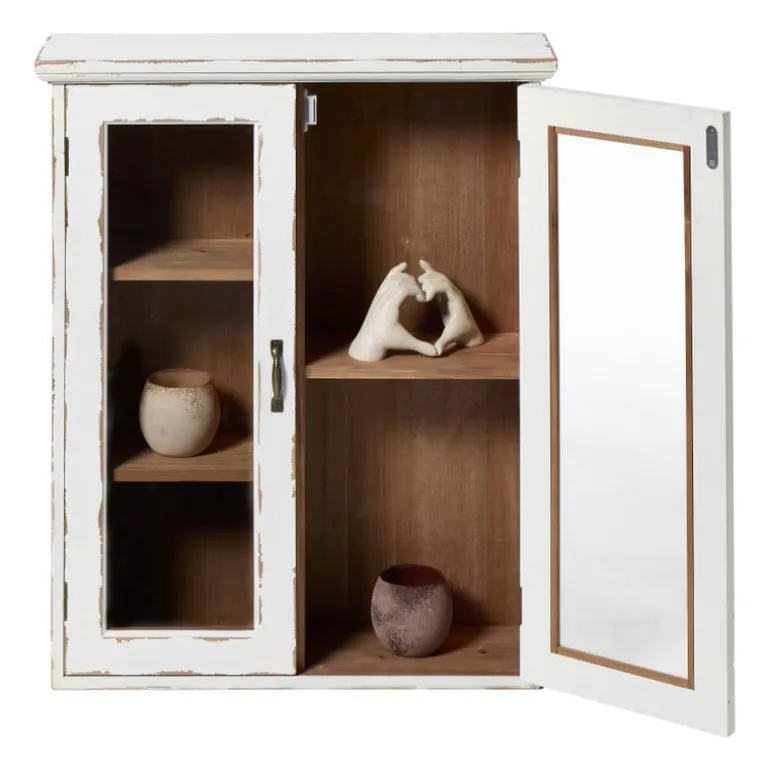 Vitrinekast 2 deuren - wit - 60x50x15 cm