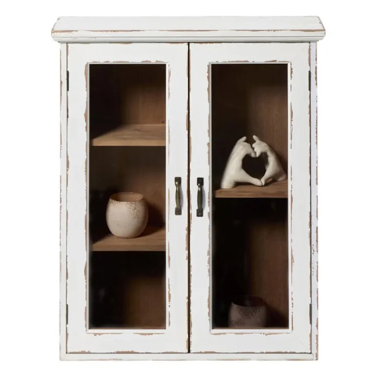 Vitrinekast 2 deuren - wit - 60x50x15 cm