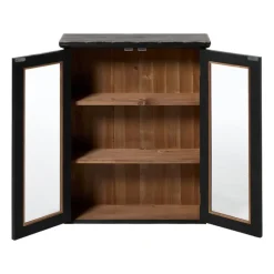 Vitrinekast 2 deuren - zwart - 60x50x15 cm