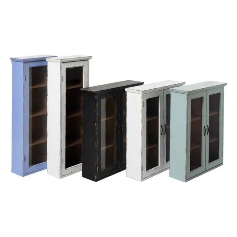 Vitrinekast 1 deur - wit - 80x30x15 cm