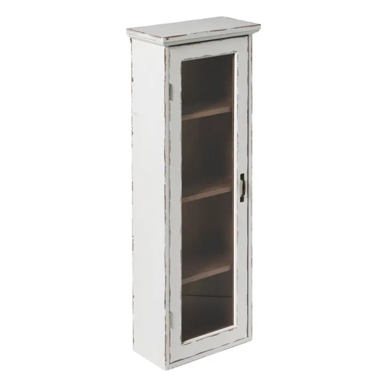 Vitrinekast 1 deur - wit - 80x30x15 cm