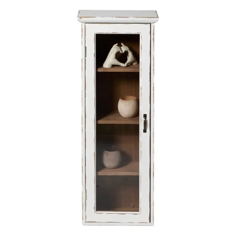 Vitrinekast 1 deur - wit - 80x30x15 cm