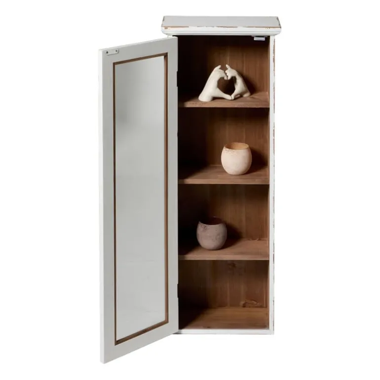 Vitrinekast 1 deur - wit - 80x30x15 cm